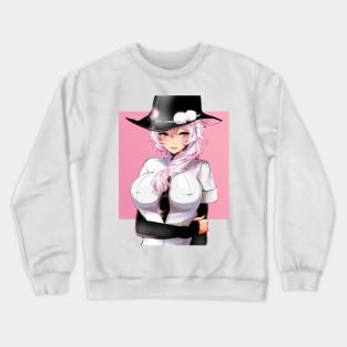 Aesthetic Pink Shy Crime Girl Crewneck Sweatshirt